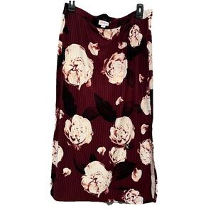 Lularoe Skirt Ankle Length Long Red White Floral Size M